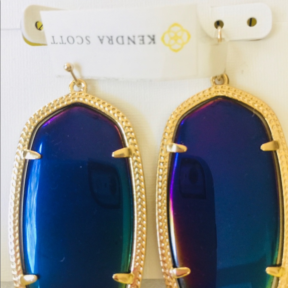 NWT Kendra Scott Danielle Earrings Black Iridescen - Picture 5 of 8